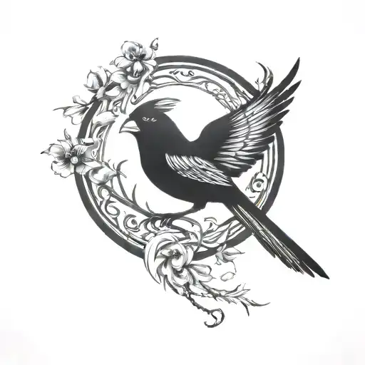 cardinal flying silhouette tattoo design idea