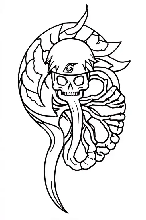 Naruto death and kidney and Greek tattoo with a lot of details tattoo design idea