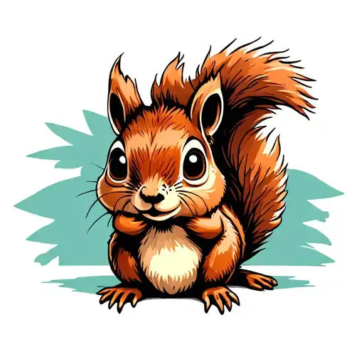 squirrel traditional color tattoo design idea
