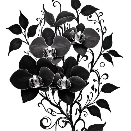 valentines day filigree vine intertwined with orchids blooming tattoo design idea