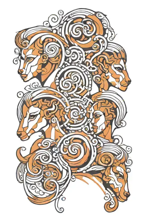 Aries parents and two daughters  tattoo design idea