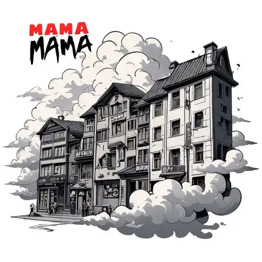 Clouds Bergen Buildings Realistic Skylight Mama Chinese letters Name Mama tattoo design idea