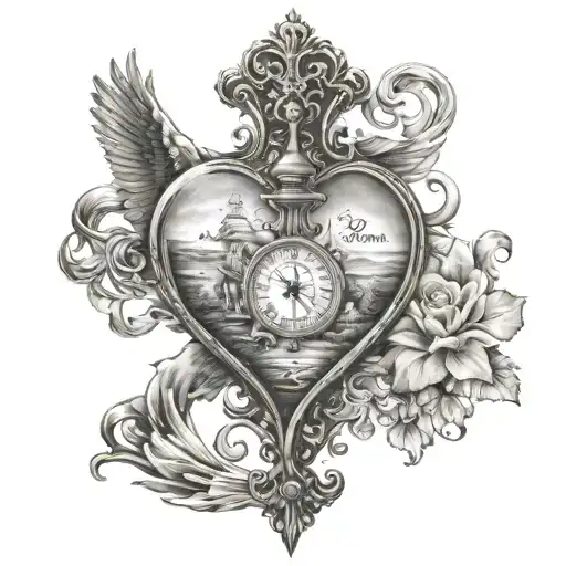 weighing of the heart with a path leading towards heaven tattoo design idea