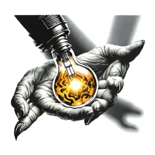 lightbulb drew bij a hand tattoo design idea