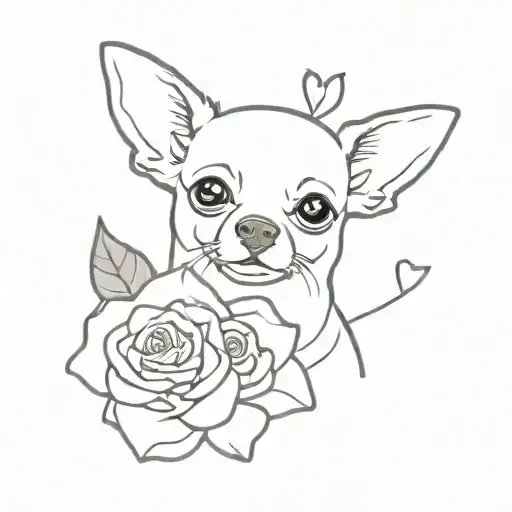 book and roses and chihuahua  tattoo design idea