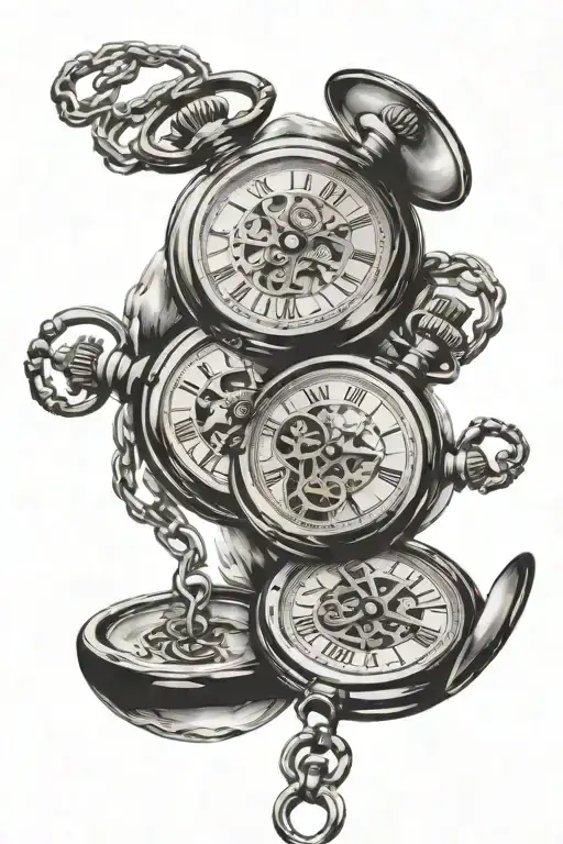 3 pocket watches tattoo design idea