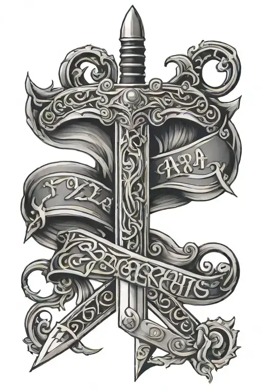sword with the text 224 incorporated into the design tattoo design idea