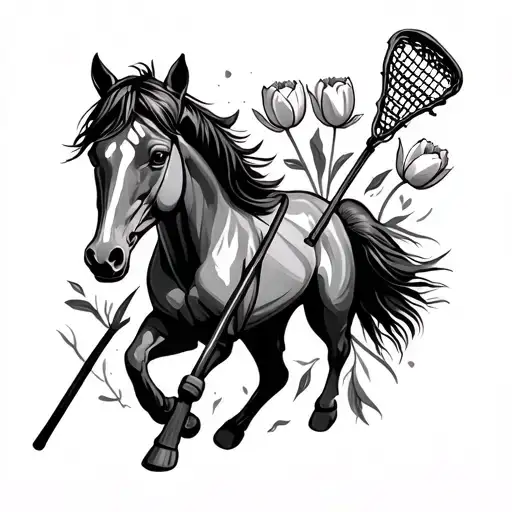 lacrosse, horse, tulip, fox tattoo design idea