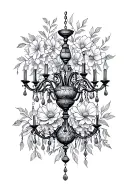 floral fineline chandelier design tattoo design idea