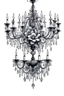 floral fineline chandelier design tattoo design idea