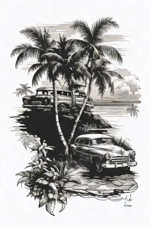 Cuba coastline inspired tattoo design idea