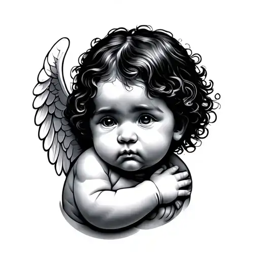 Black Baby Angel tattoo design idea