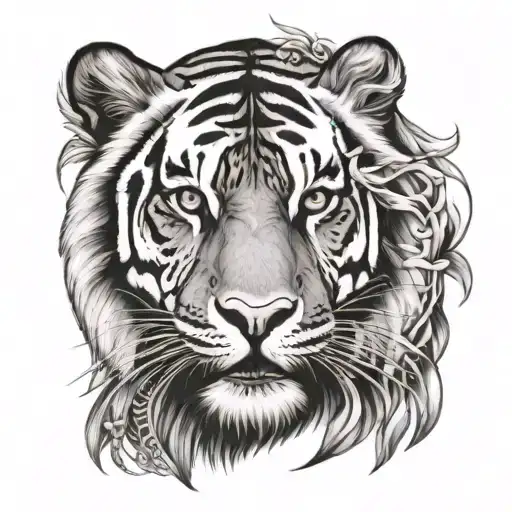 Tiger and lion face tattoo tattoo design idea