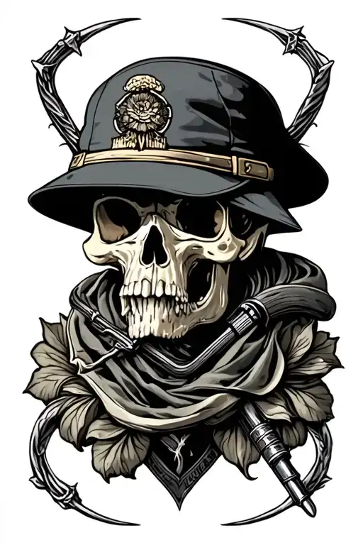 military wishbone tattoo design idea