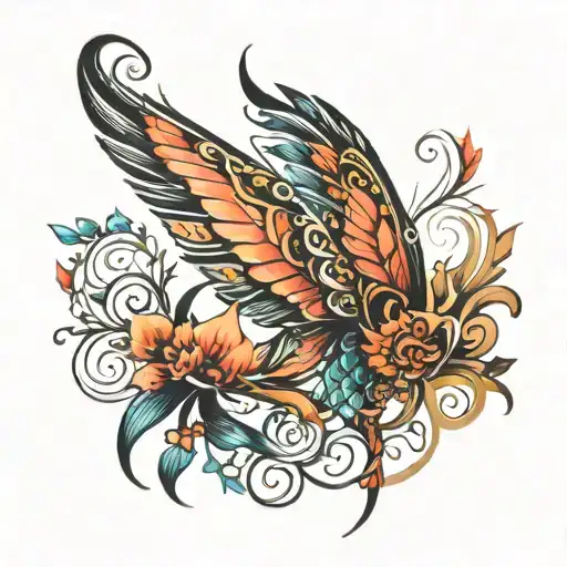 butterfly phoenix tattoo design idea