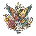 butterfly phoenix tattoo design idea