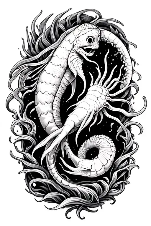 sea creatures tattoo design idea