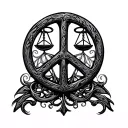 wrought iron peace sign with scale intertwined tattoo design idea