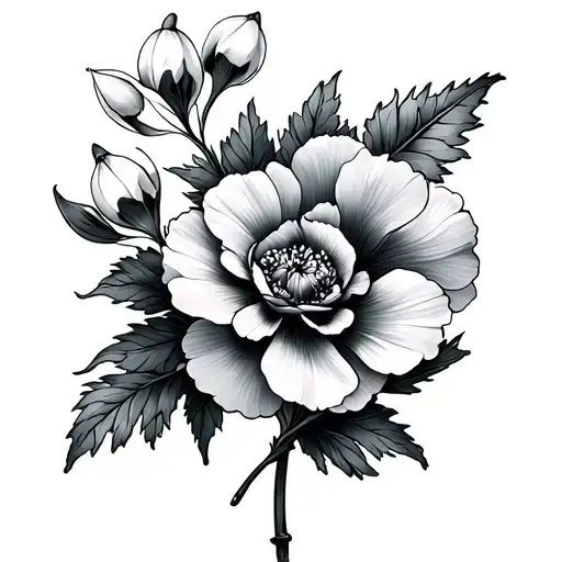 carnation and snowdrop flower intertwined tattoo design idea