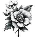 carnation and snowdrop flower intertwined tattoo design idea