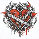 beating heart beat Two wedding rings intertwined blood thorns  tattoo design idea