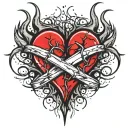 beating heart beat Two wedding rings intertwined blood thorns  tattoo design idea