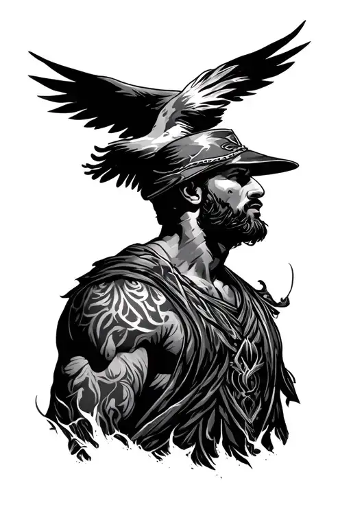 Mountains man in the arena tattoo design idea