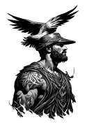 Mountains man in the arena tattoo design idea