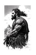 Mountains man in the arena tattoo design idea