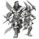 barbarian and slave tattoo design idea