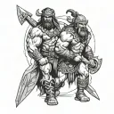 barbarian and slave tattoo design idea