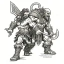 barbarian and slave tattoo design idea