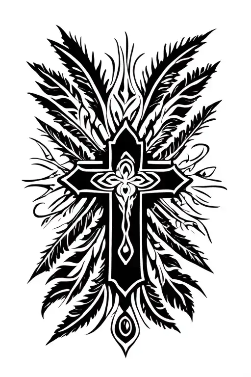 Make me a tattoo with a Christian cross surrounded by tattoo of the Samoa Islands tattoo design idea