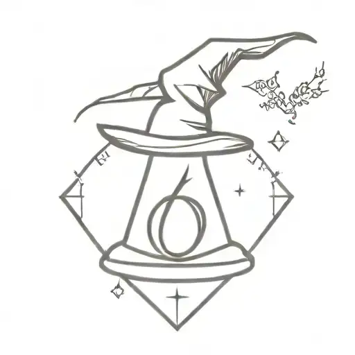 harry potter themed tattoo, the sorting hat, small, "hufflepuff!" tattoo design idea