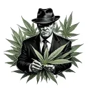 mob boss surrounded by weed tattoo design idea