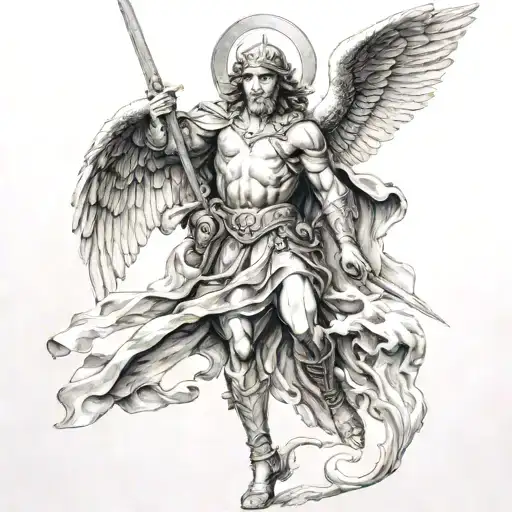 st micheal slaying the devil tattoo design idea