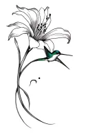 lily and hummingbird  tattoo design idea