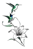 lily and hummingbird  tattoo design idea