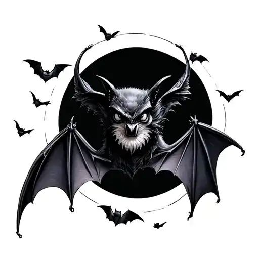 bats flying tattoo design idea