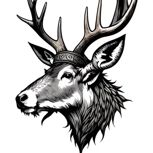 Red Stag Head Viking style tattoo tattoo design idea