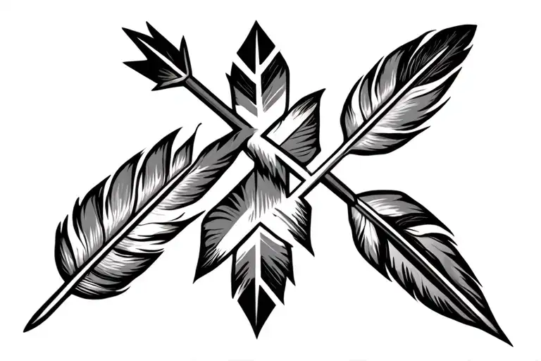 Navajo arrow with feather  tattoo design idea
