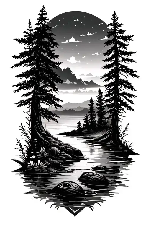 abstract outdoorsy nature designs tattoo design idea