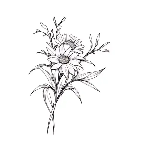 hawyhorn, aster, gladioli tattoo design idea