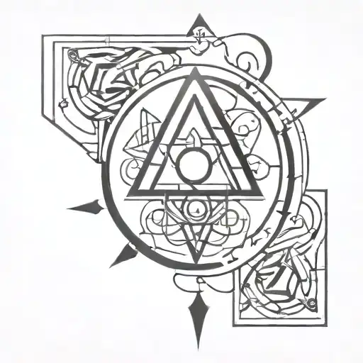 alchemy symbols incorporated into the design tattoo design idea