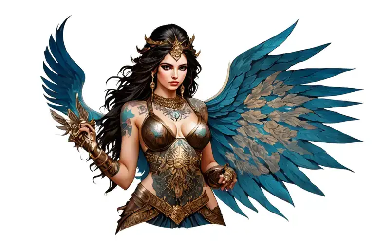 sexy warrior goddess holding tattoo design idea