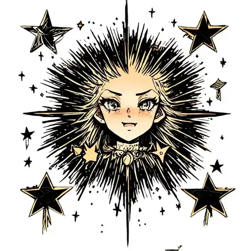 stars and love tattoo design idea