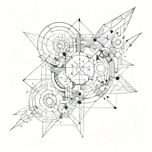 cybersigilism flash tattoo stipple dot work futuristic tattoo design idea