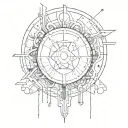 cybersigilism flash tattoo stipple dot work futuristic tattoo design idea