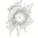 cybersigilism flash tattoo stipple dot work futuristic tattoo design idea