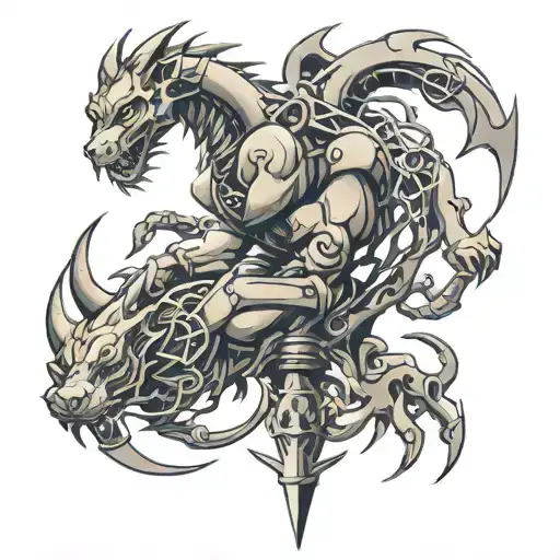 Fullmetal Alchemist Ourobourous With 1st Law of thermodynamcs engraved in Dragon tattoo design idea